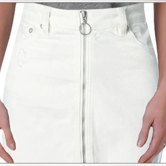 Free People Zip It Up Distressed Mini Skirt NWT Vintage White Size 29 - Picture 5 of 7